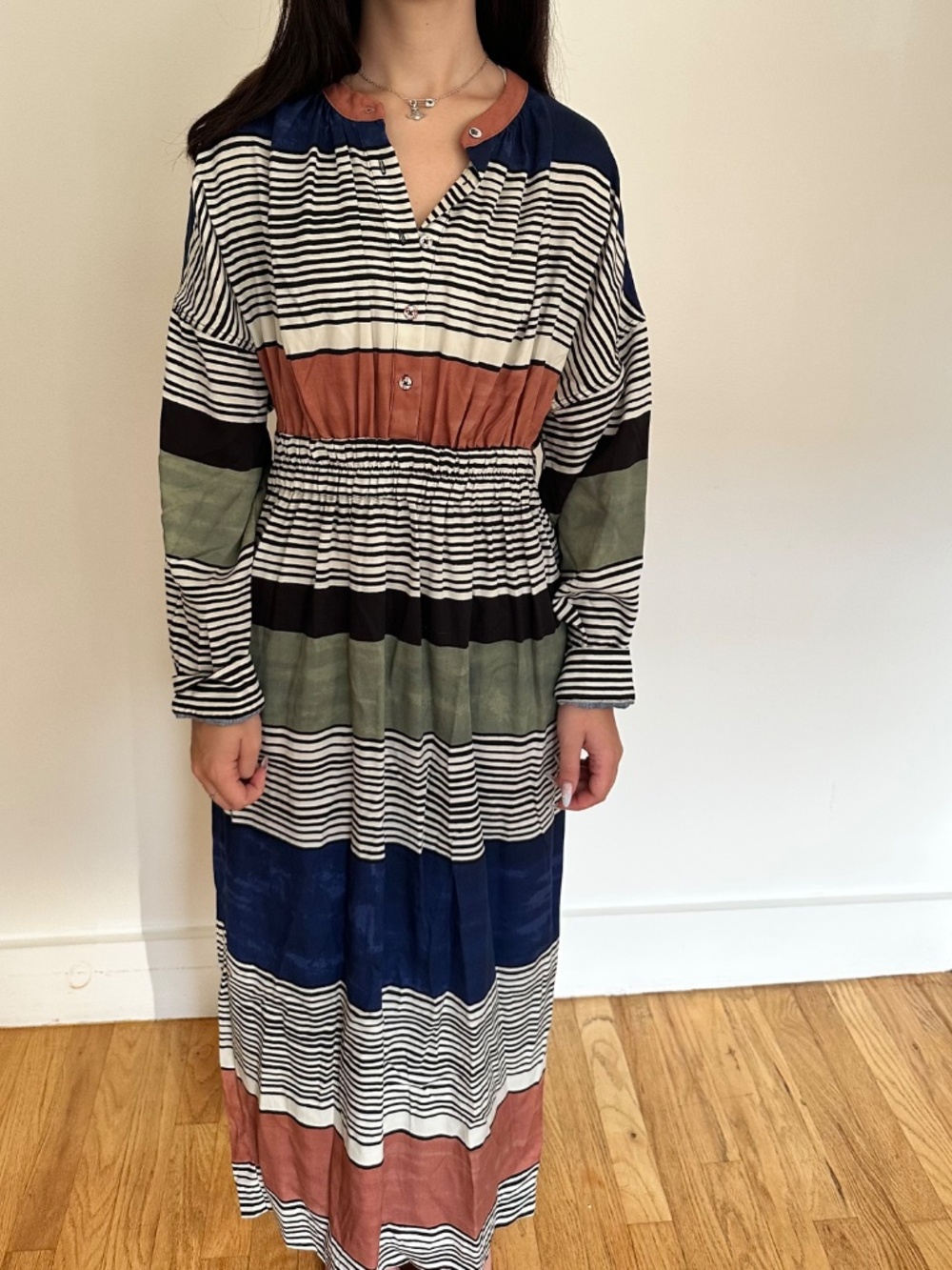 Mara Hoffman Multicolor Striped Smocked Waist Maxi Dress